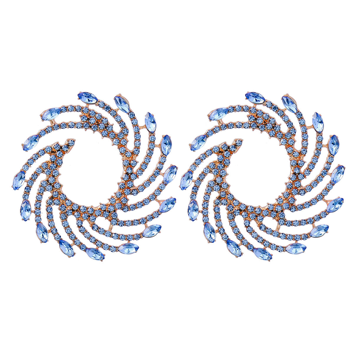 Wholesale Exaggerated Spiral Alloy Diamond Sunflower Earrings